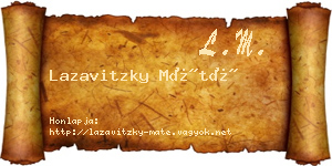 Lazavitzky Máté névjegykártya
